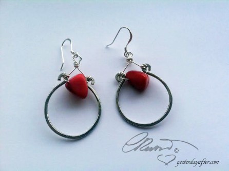 Red coral earrings s