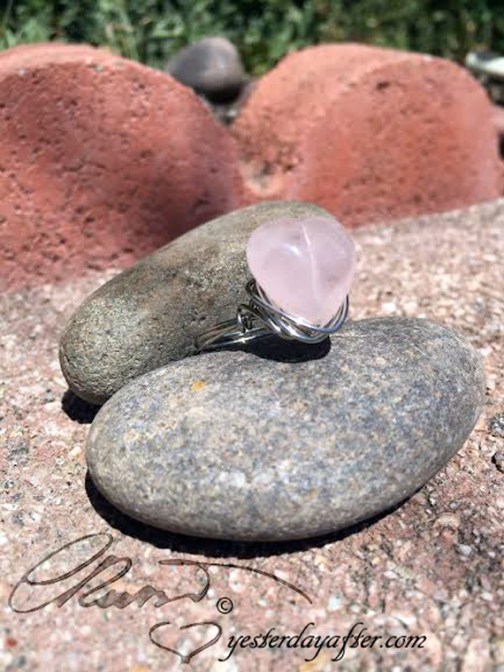 Rose Quartz heart ring
