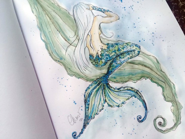 Day #17 - Marmaid - Original Watercolor ©Carolina Russo