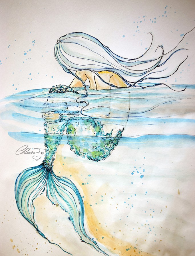 Day #31 -  World Watercolor Month - Ethereal Mermaid - ©Carolina Russo