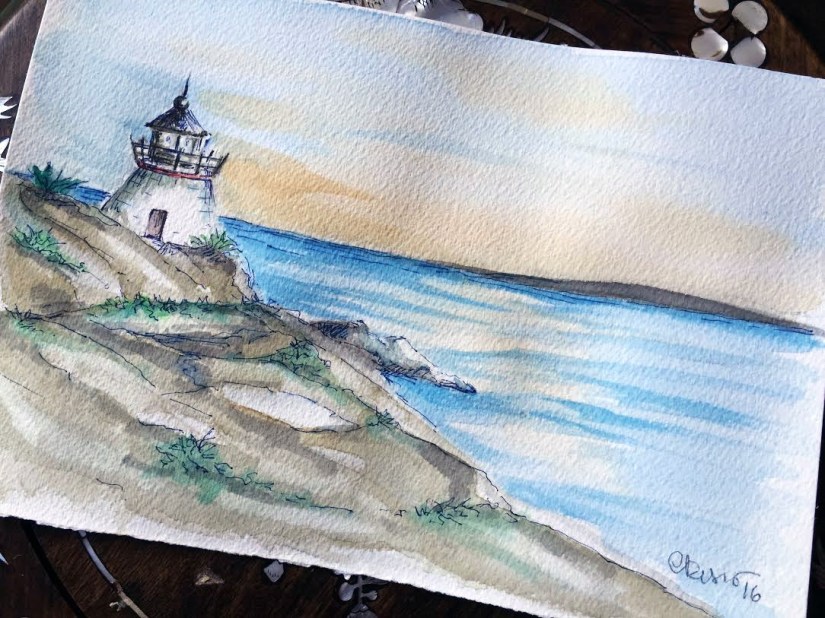 Day #22 - Lighthouse (Rhode Island) - Original Watercolor ©Carolina Russo