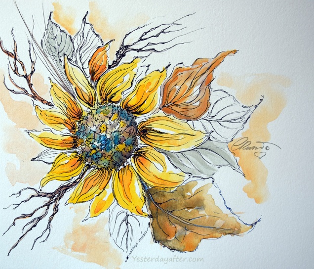 A Wild Sunflower - Original Watercolor ©Carolina Russo