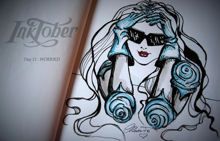 Day #12 - WORRIED - InkTober 2016 ©Carolina Russo