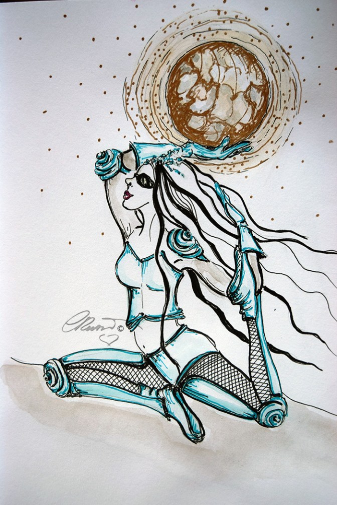 Ylia Adventures "Supermoon" - Watercolor ink ©Carolina Russo