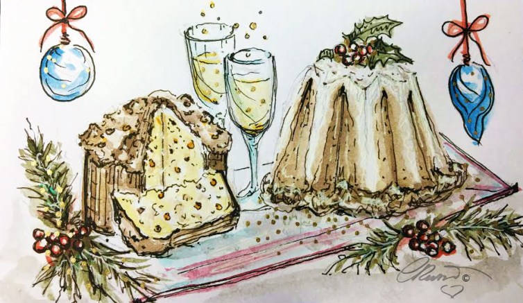 CAKE - Panettone Day 12 - Original Watercolor ©Carolina Russo