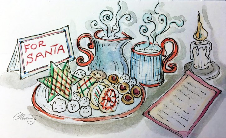 COOKIES And MILK  Day 24 - Original Watercolor ©Carolina Russo