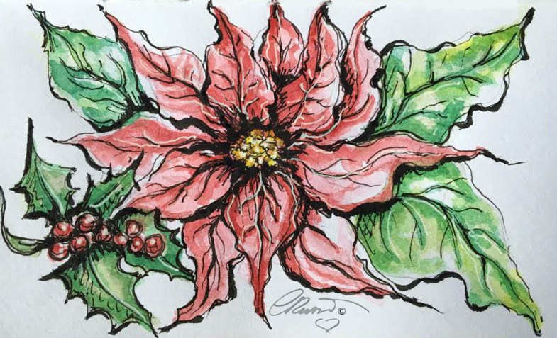 POINSETTIA Day 11 - Original Watercolor ©Carolina Russo