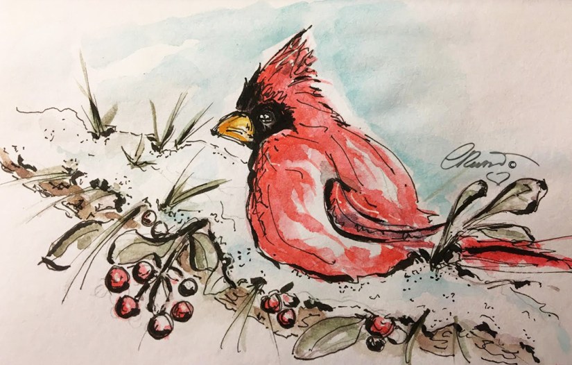 RED BIRD Day 7 - Original Watercolor ©Carolina Russo