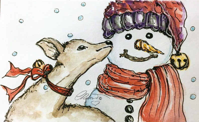 SNOWMAN Day 17 - Original Watercolor ©Carolina Russo
