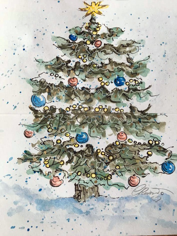 CHRISTMAS TREE Day 15 - Original Watercolor ©Carolina Russo