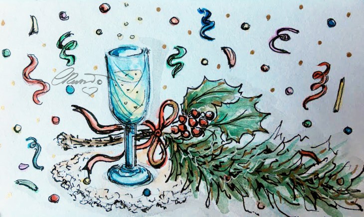 CHAMPAGNE Day 31 - Original Watercolor ©Carolina Russo