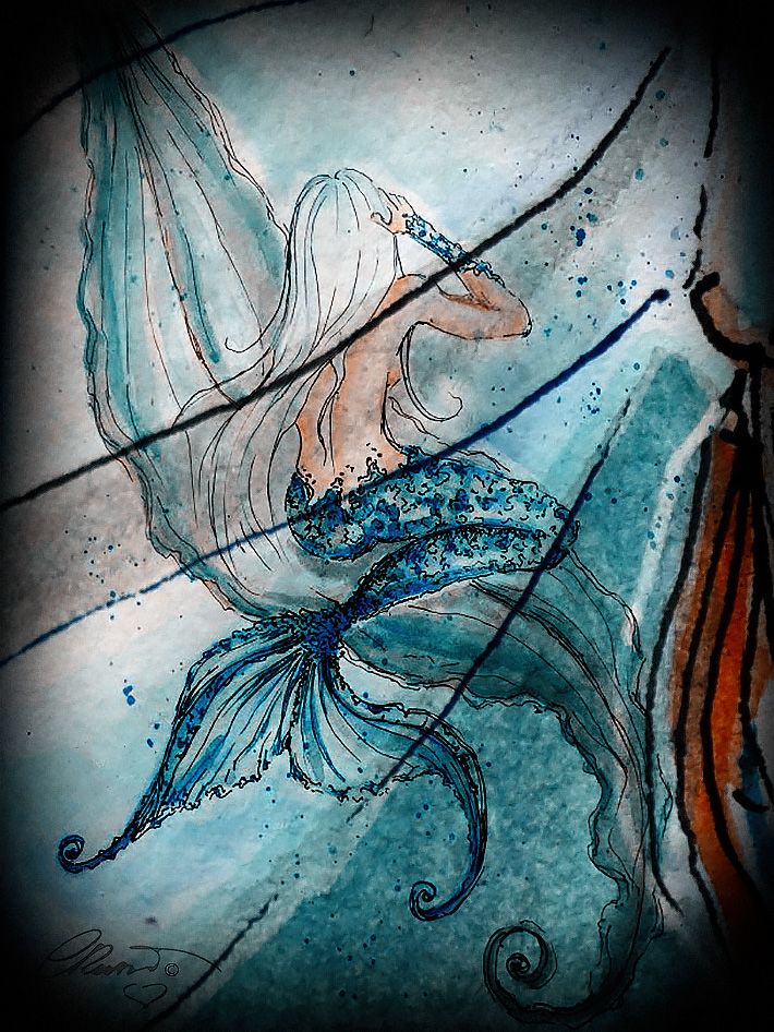 Into The Deep Sea - Digital Art watercolor ©Carolina Russo