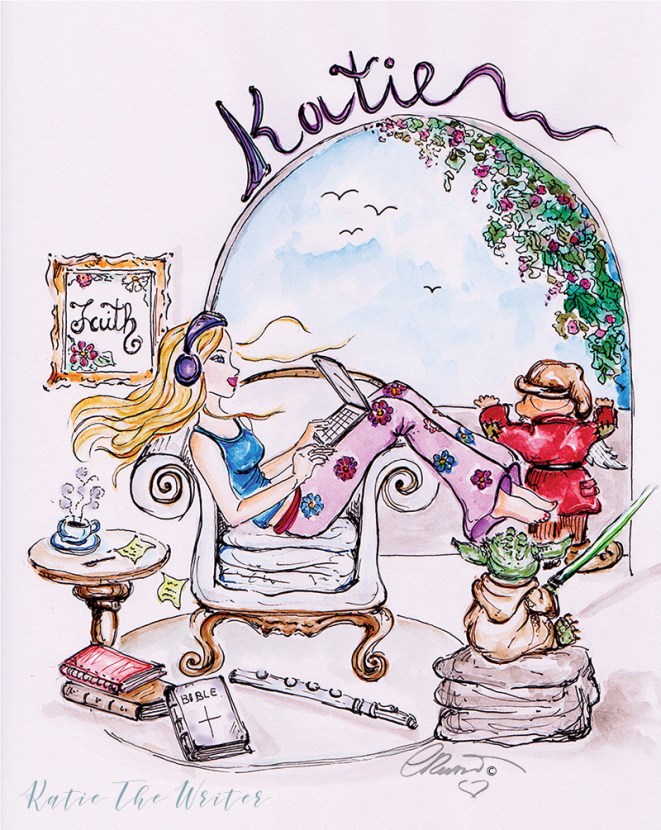 Katie The Writer - Original watercolor ©Carolina Russo