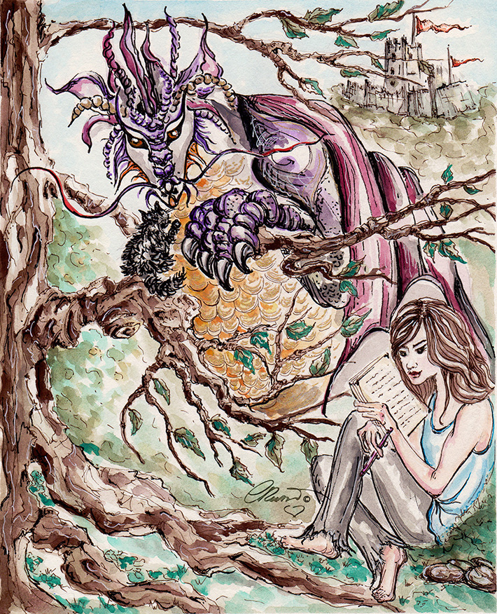 Dragons And Castles - Original Watercolor ©Carolina Russo